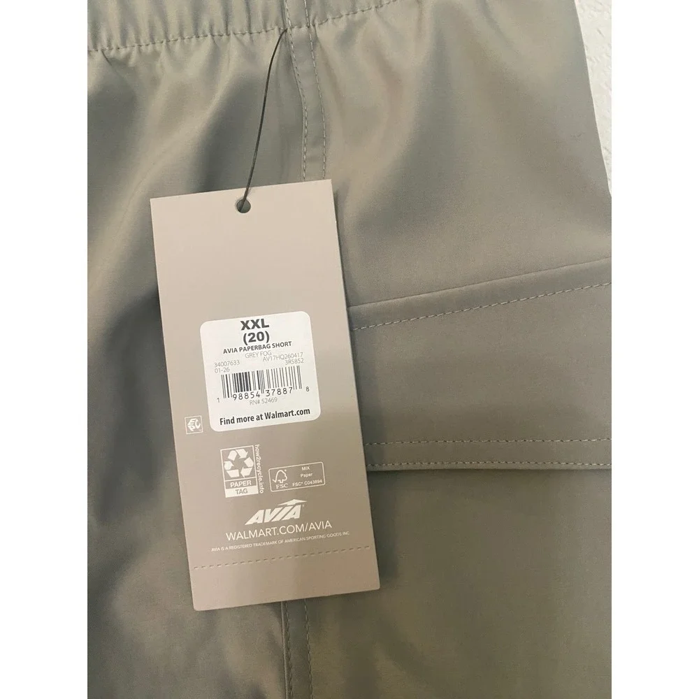 Avia Women's Cargo‎ Shorts Grey Fog Elastic Waist Hiking Utility Pockets NEW